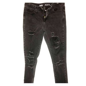 Black distressed high rise jeans